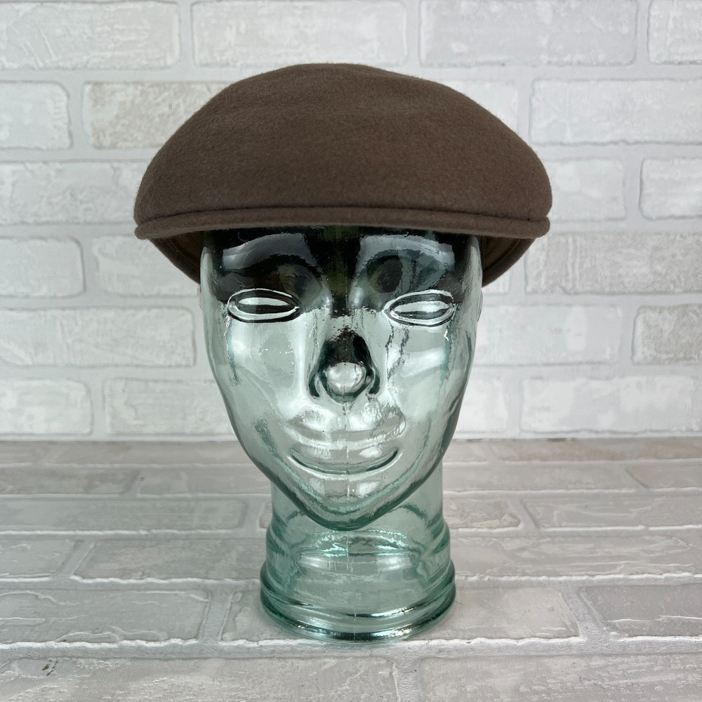 Stetson Flat Cap Hat Mens Large Newsboy Cabbie Brown Green Wool Felt Classic New